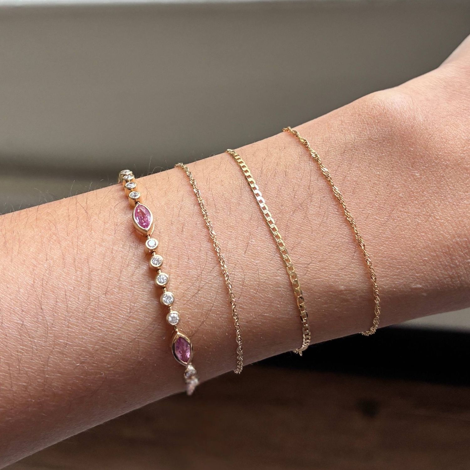 Gemstone Diamond Bezel Tennis Bracelet