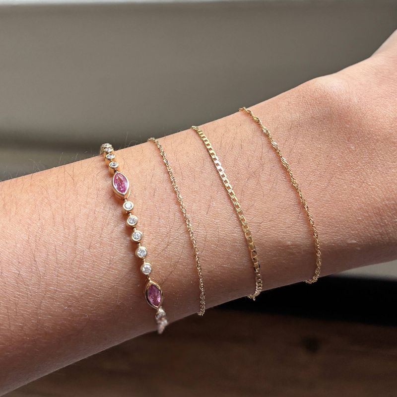 Gemstone Diamond Bezel Tennis Bracelet
