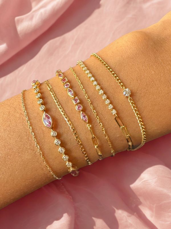 Gemstone Diamond Bezel Tennis Bracelet
