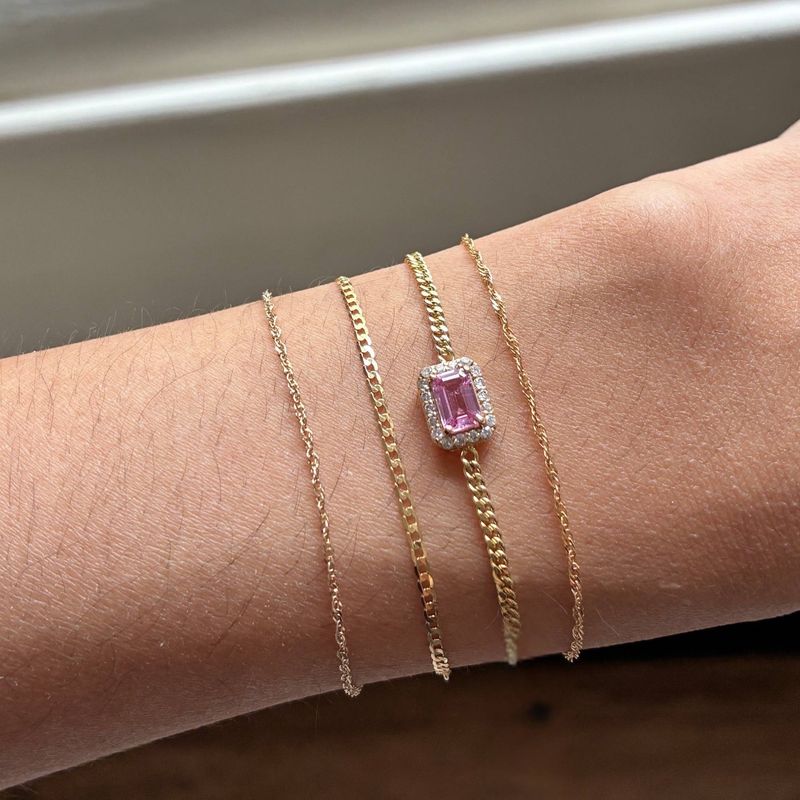 Large Pink Sapphire Halo Bracelet
