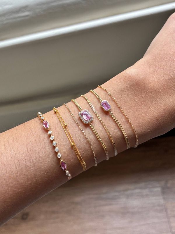Large Pink Sapphire Halo Bracelet