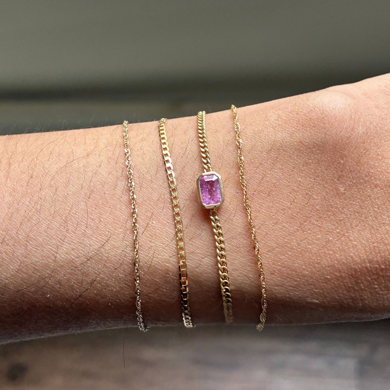 Pink Sapphire Bezel Bracelet