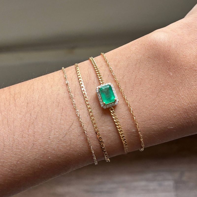 Large Emerald Halo Bracelet