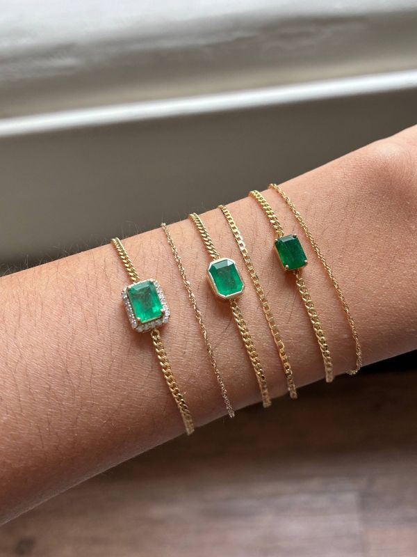 Large Emerald Halo Bracelet