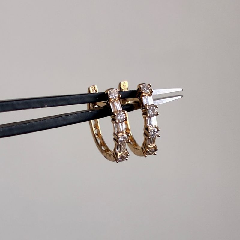 Mixed Diamond Mini Hoops