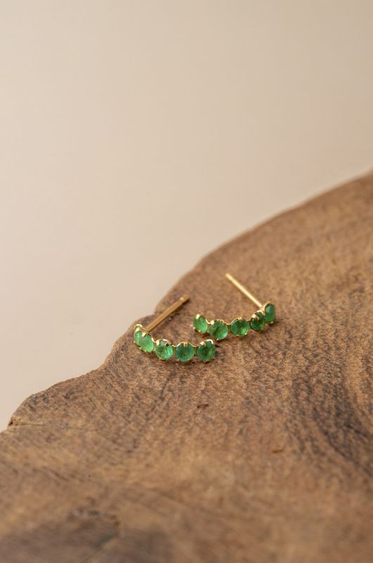 Mini Emerald Hoops