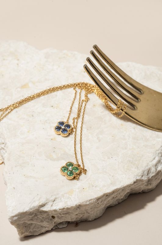 Gemstone Clover Necklace