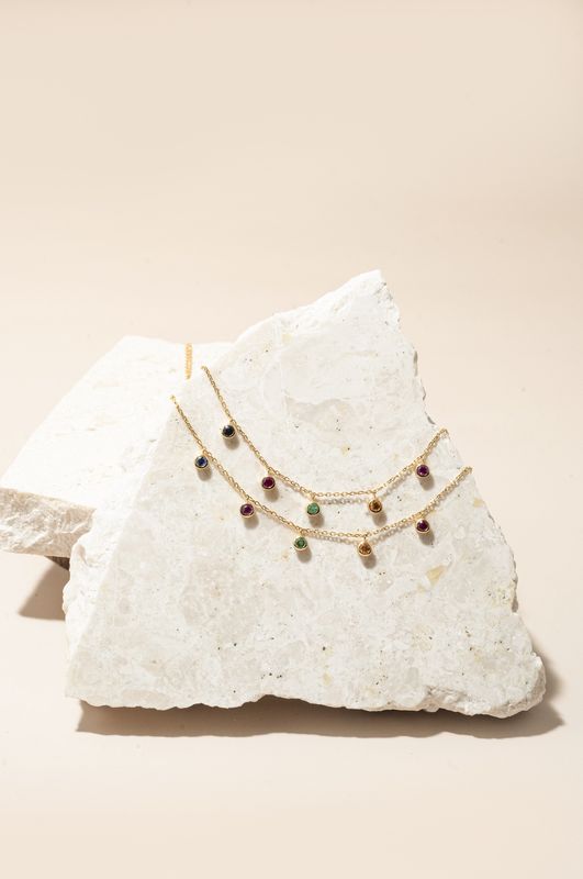 Multi Sapphire Dangle Necklace