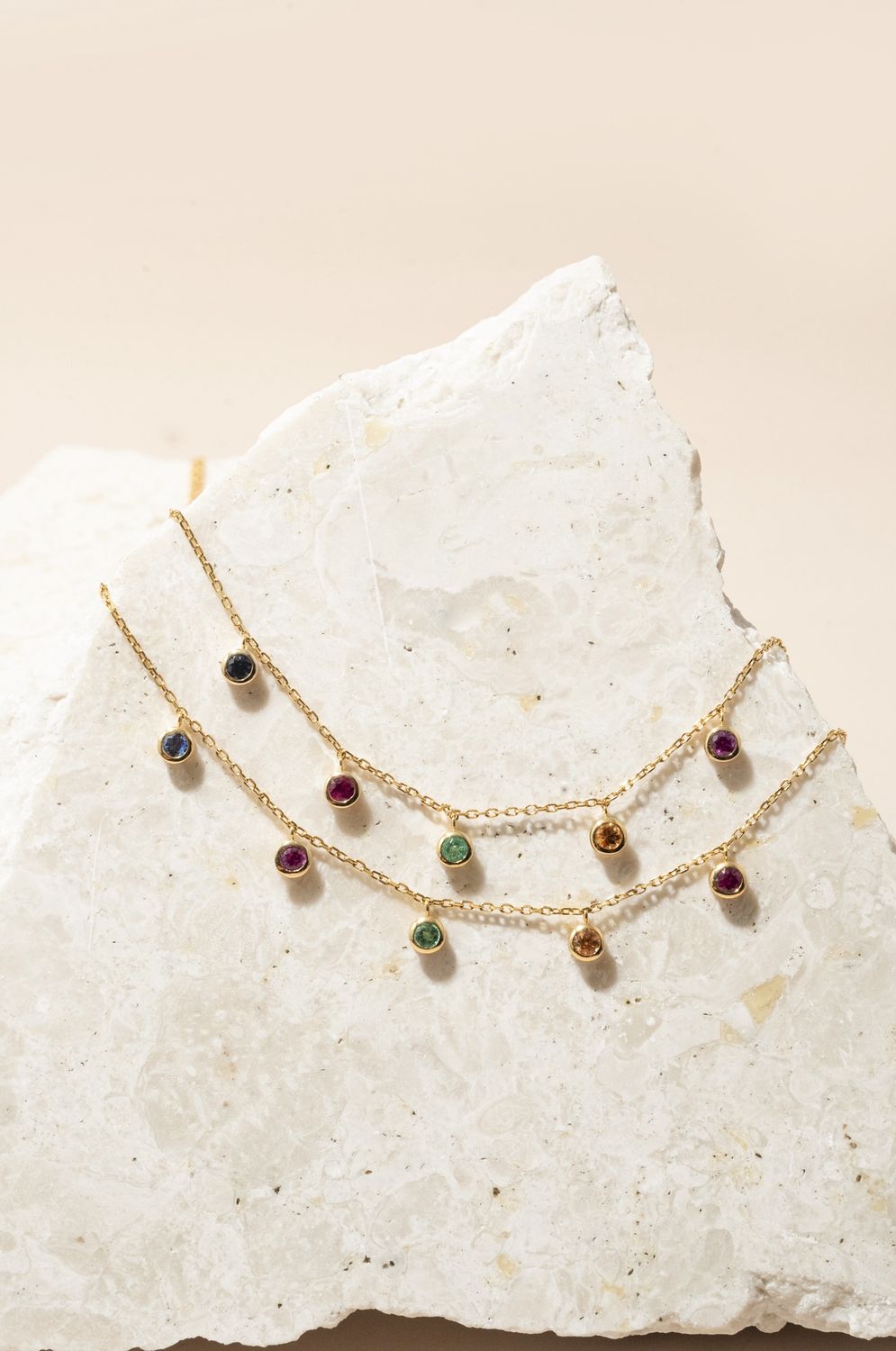 Multi Sapphire Dangle Necklace