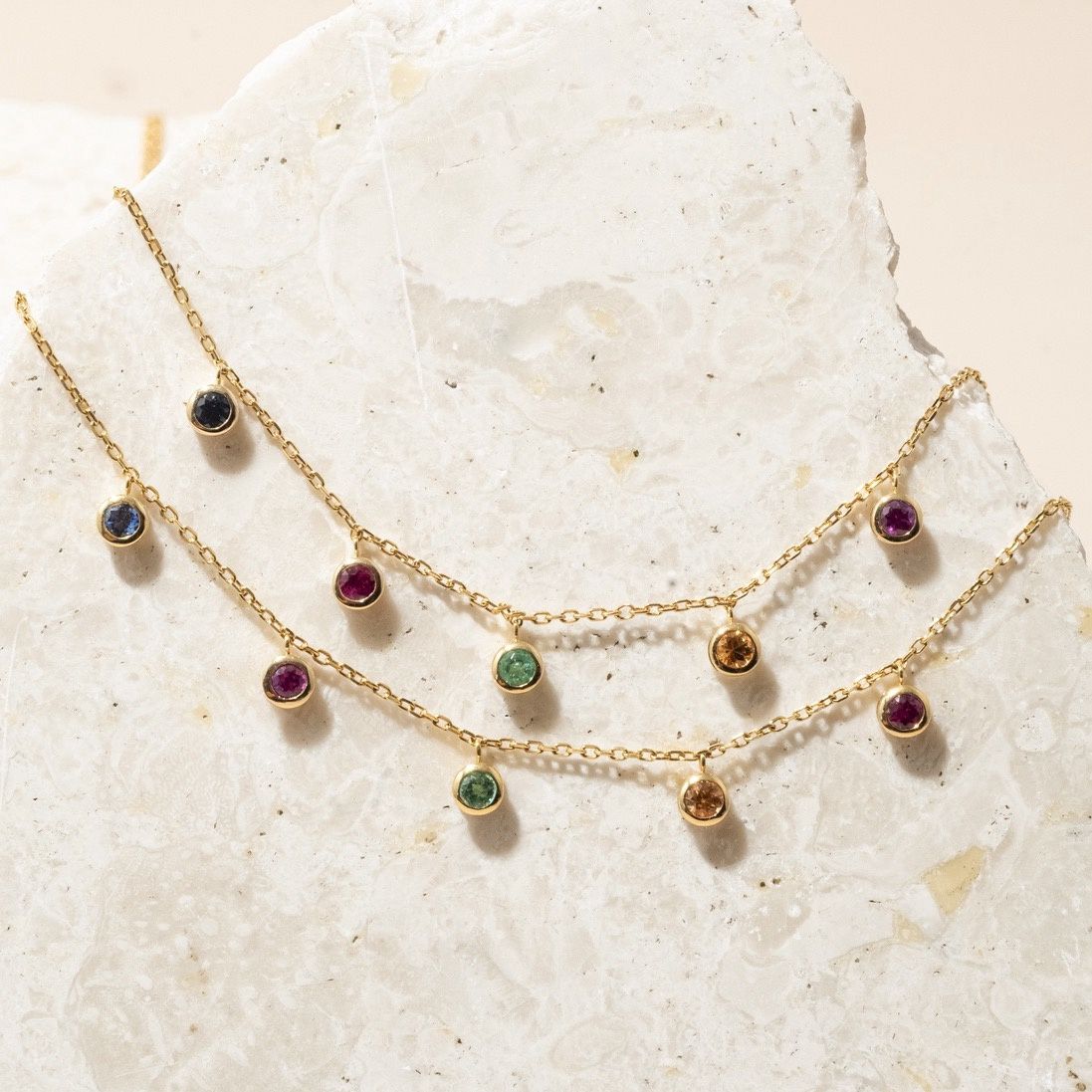 Multi Sapphire Dangle Necklace