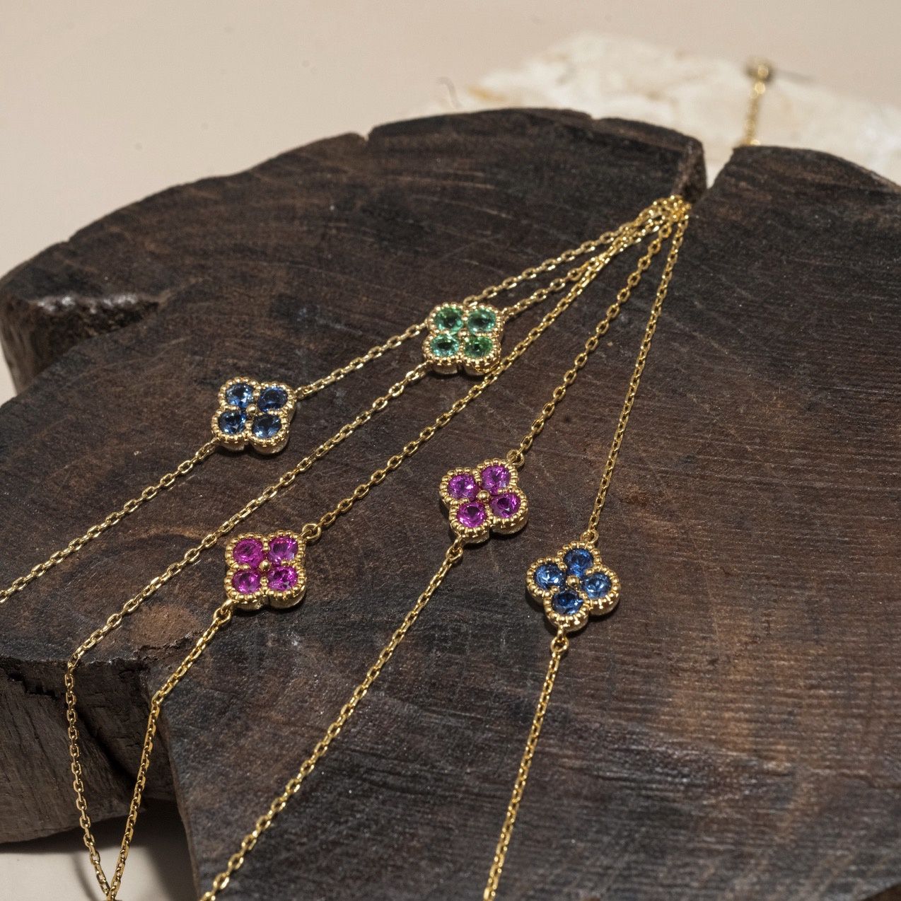 Gemstone Clover Bracelet