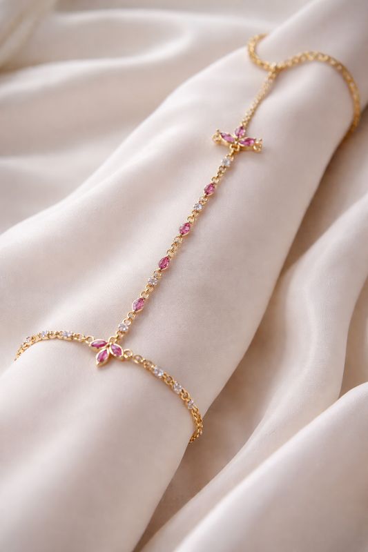 14k Petal link hand chain