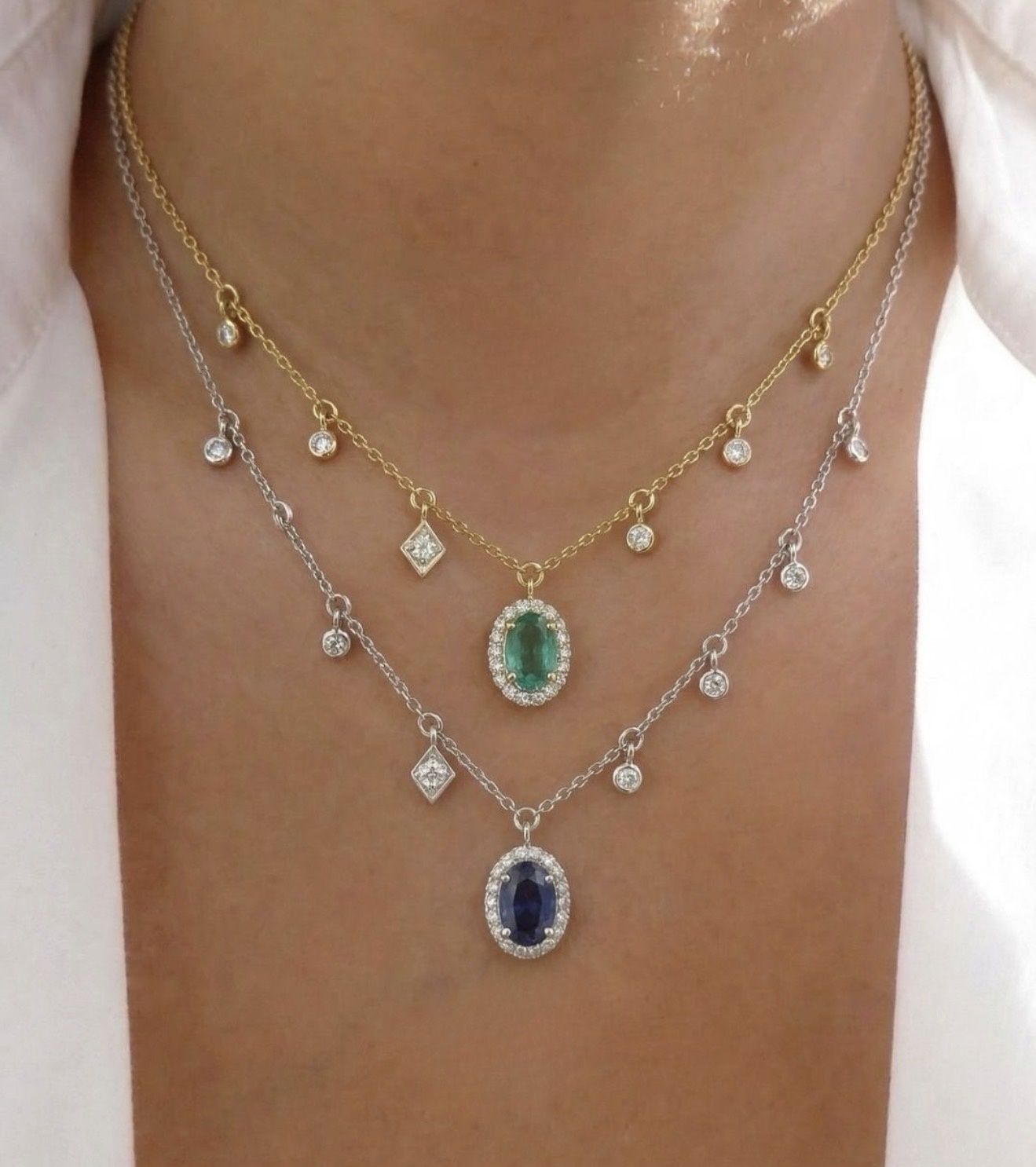 Gemstone Dangle and Pendant Necklace