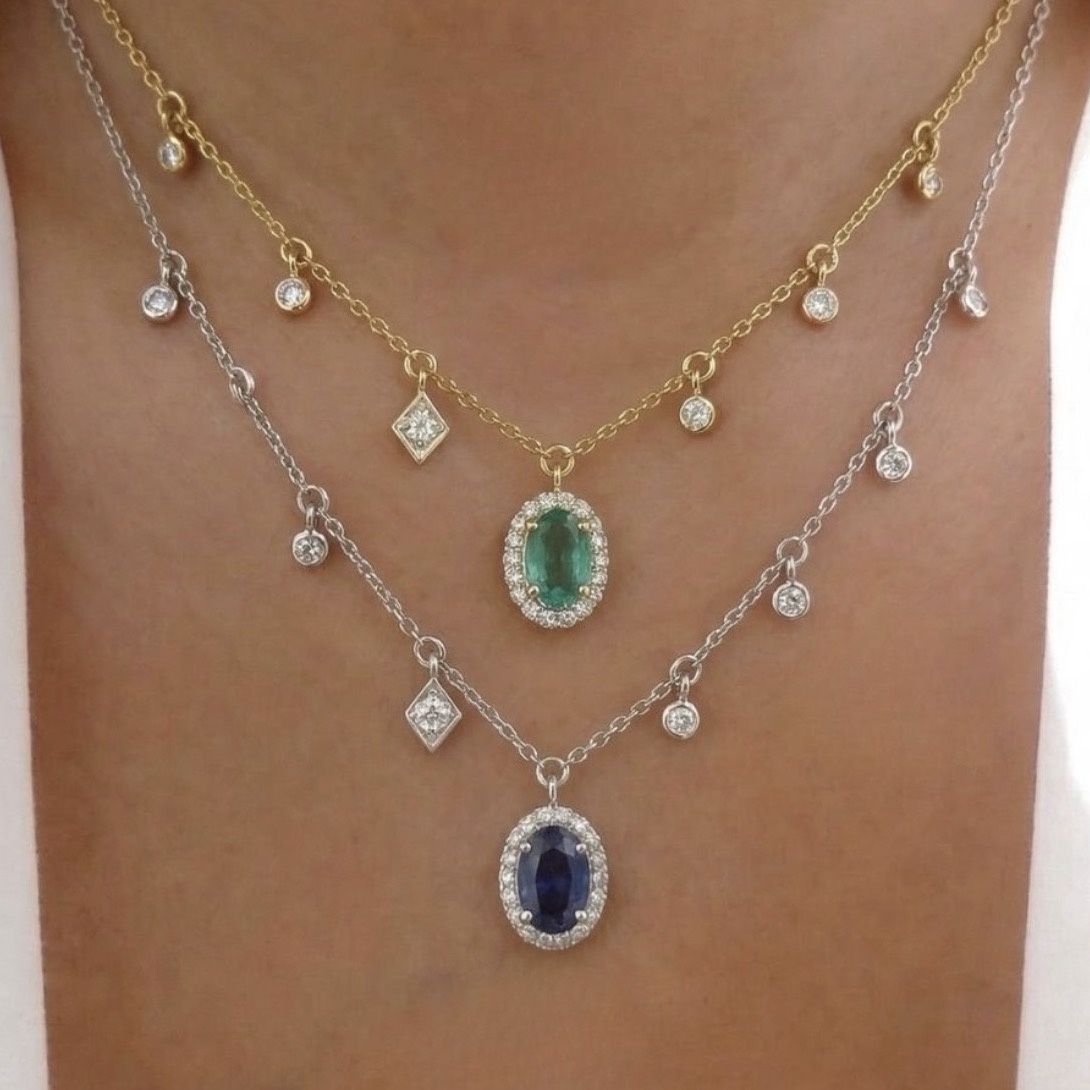 Gemstone Dangle and Pendant Necklace