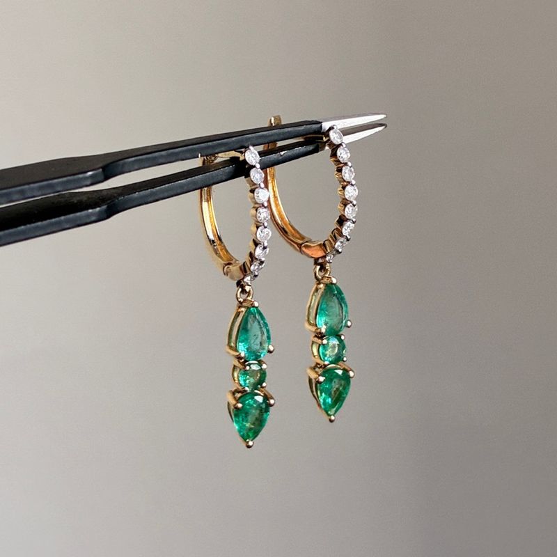 Emerald Princess Dangle Hoops