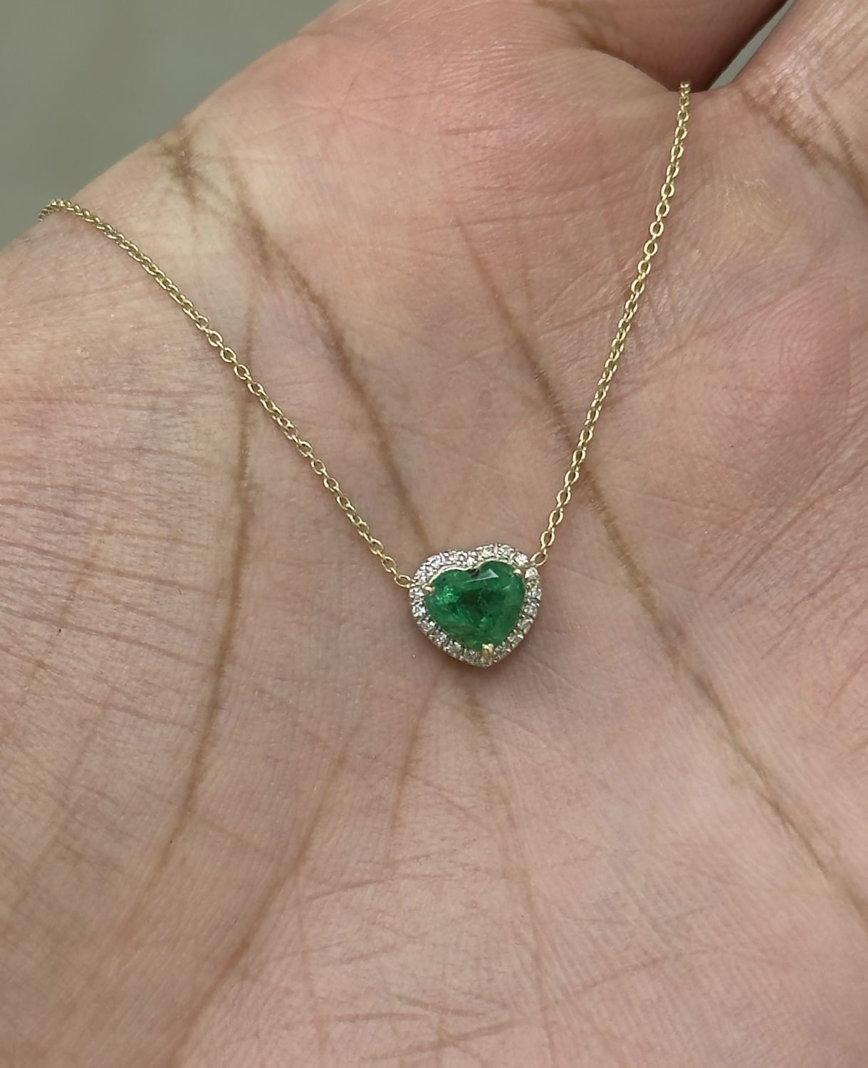 Emerald Heart Solitaire Necklace