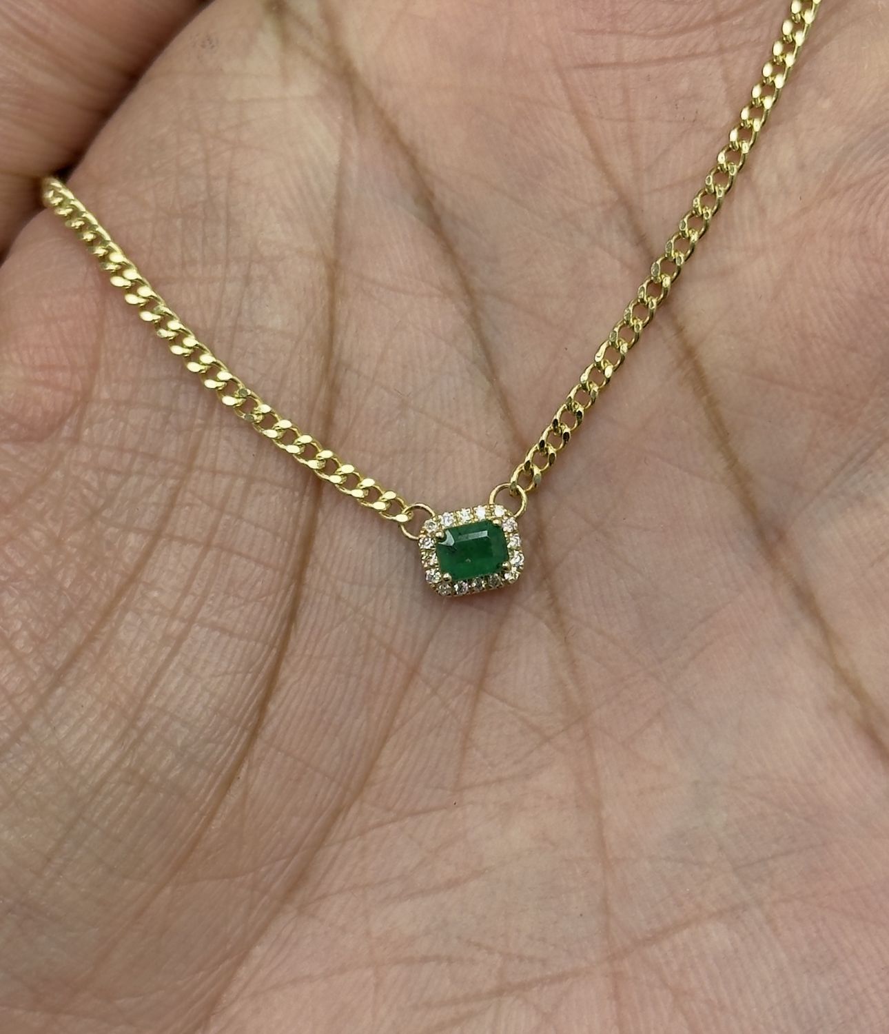 Mini Emerald Solitaire Necklace