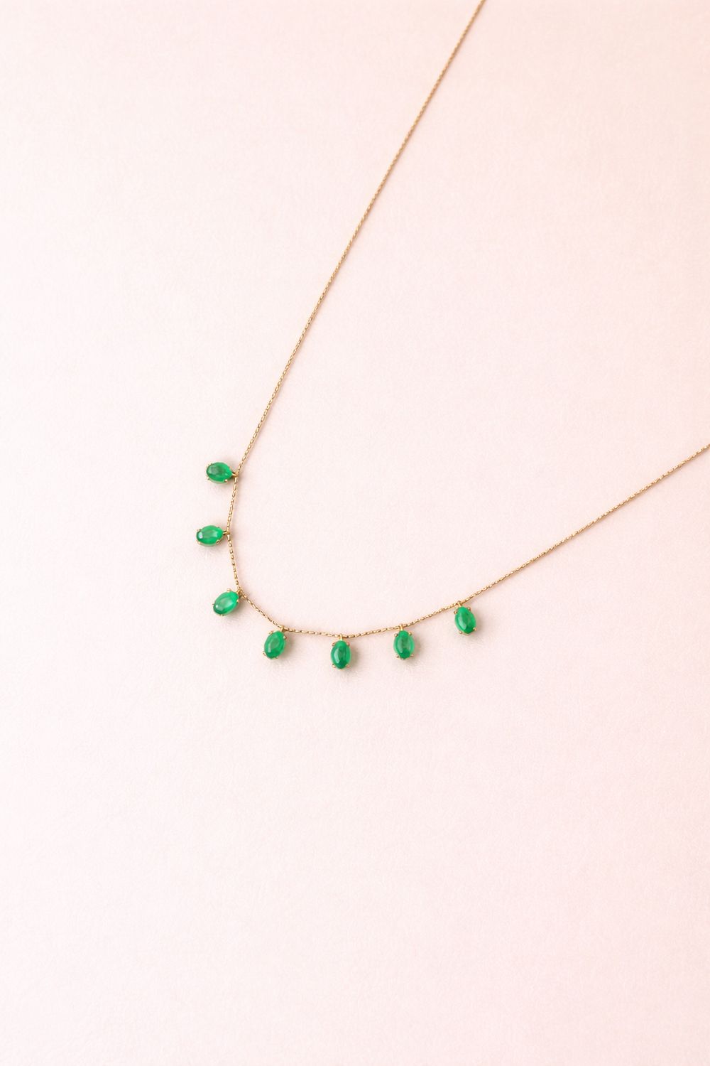 Oval Emerald Floating Necklace