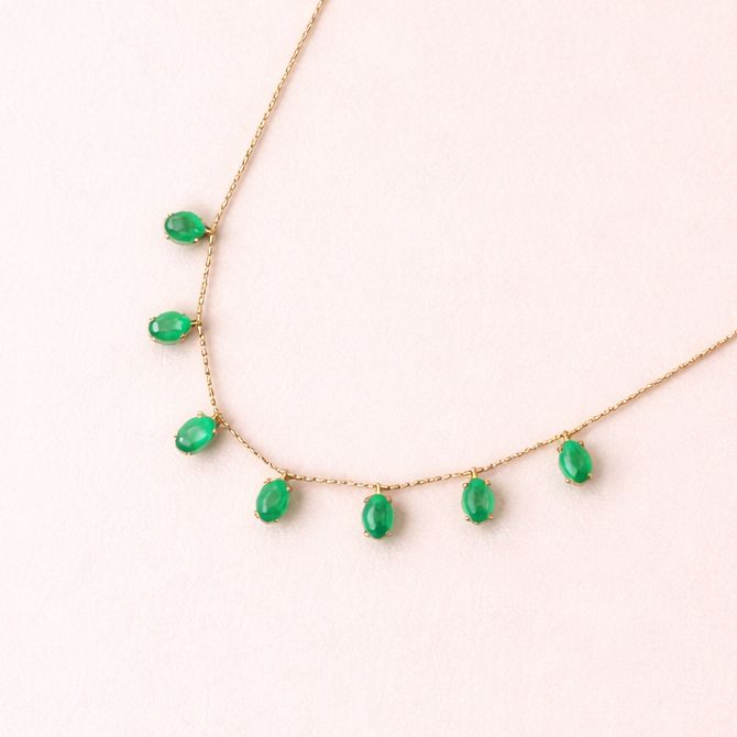 Oval Emerald Floating Necklace