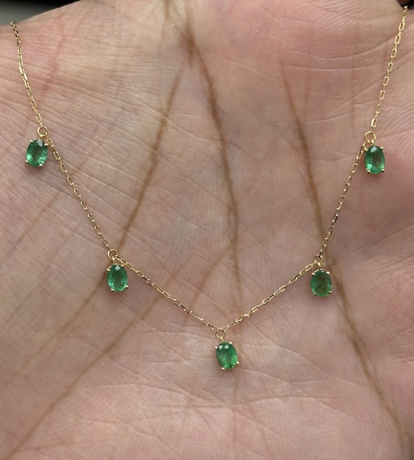 Emerald Floating Dangle Necklace