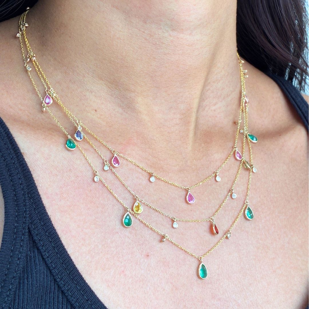 Gemstone Sparkle Station Necklace