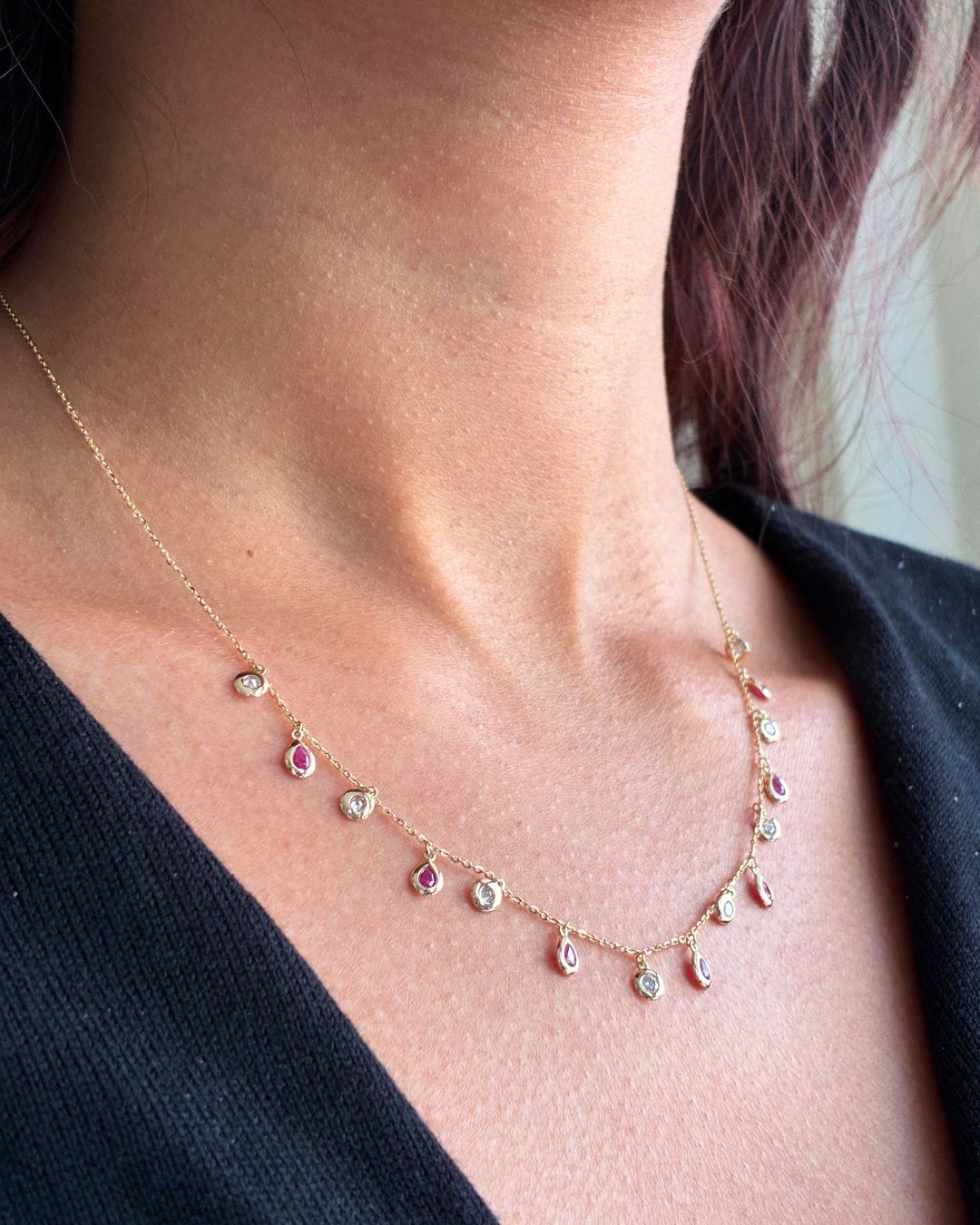 Diamond Ruby Drop Chain
