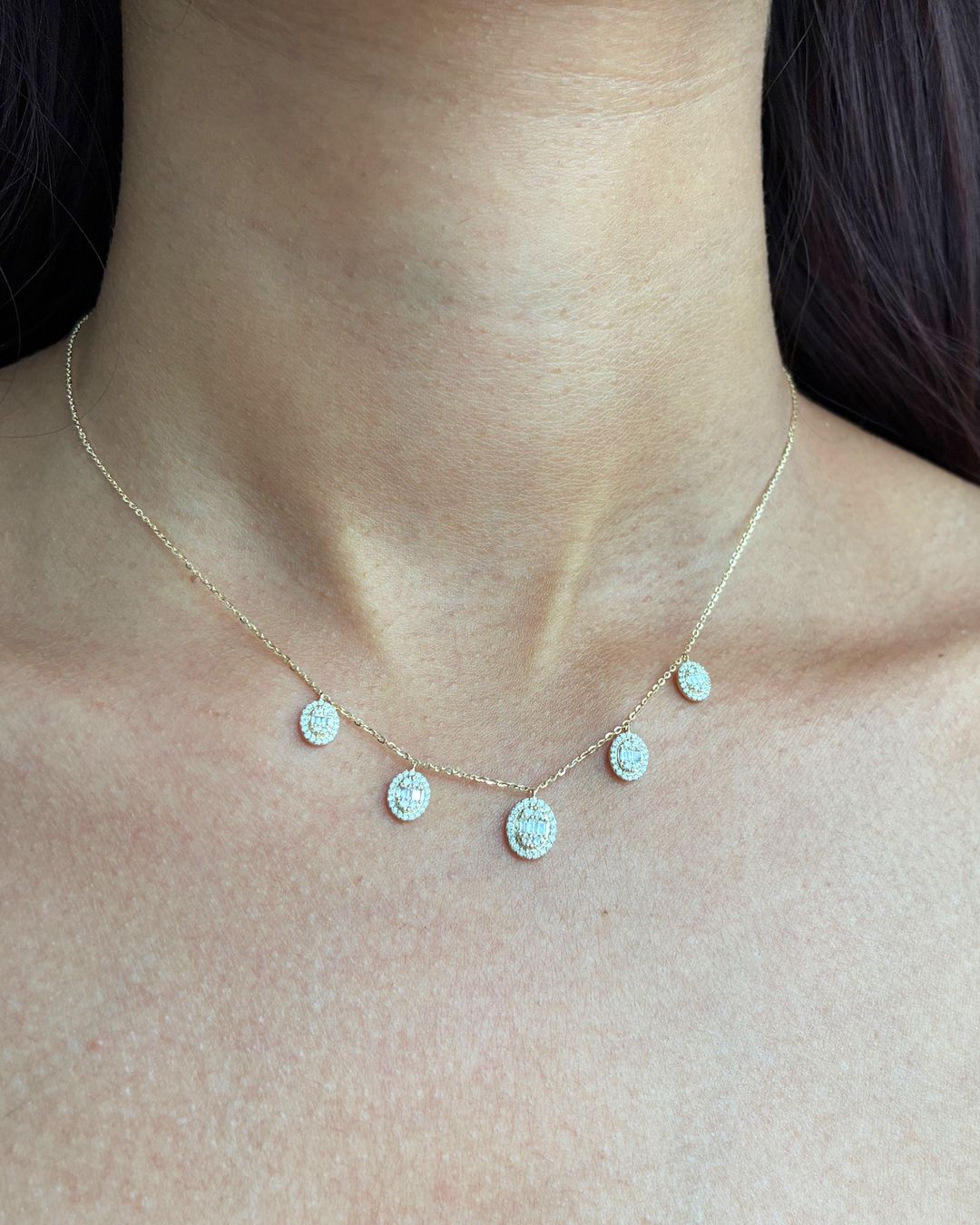 Oval Diamond Drop Necklace