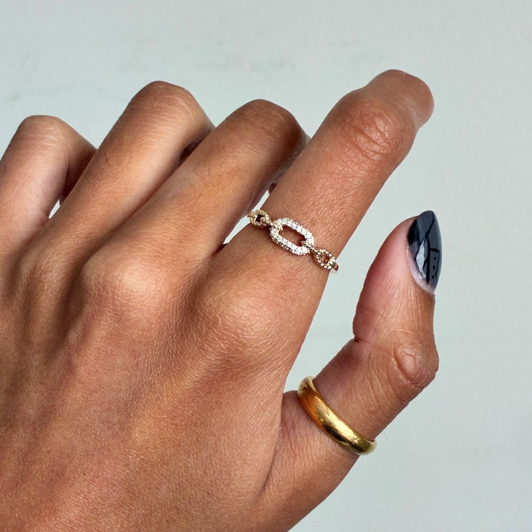 Diamond Chain Link Ring