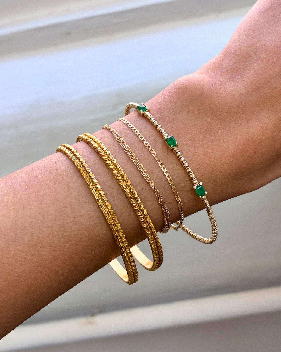 Gemstone Bubble Bead Bangle