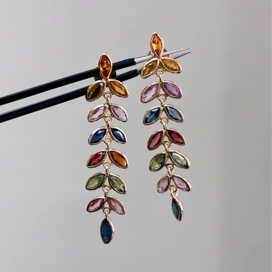 Gemstone Petal Drop Earrings