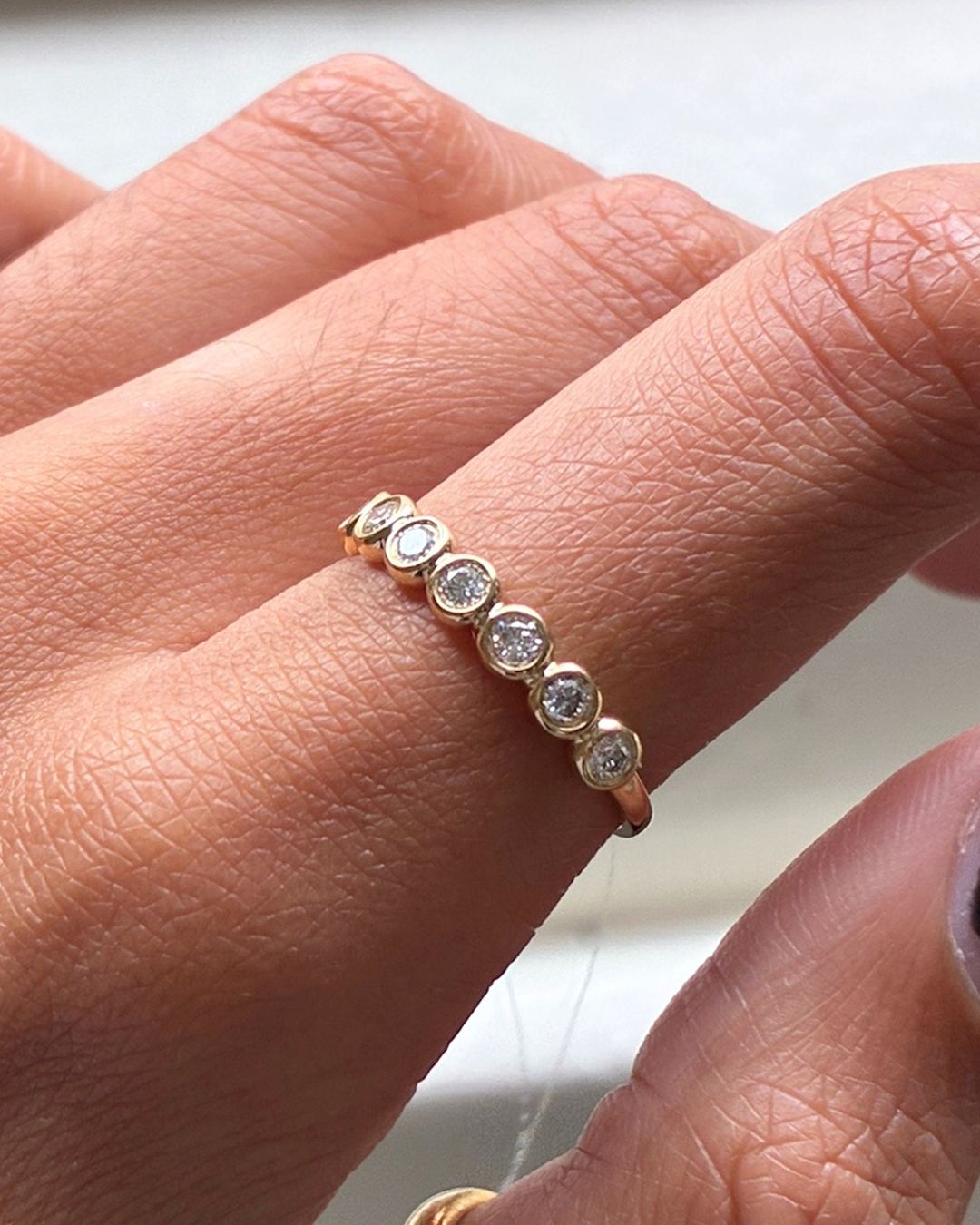 18K Bezel Diamond Stacker Ring