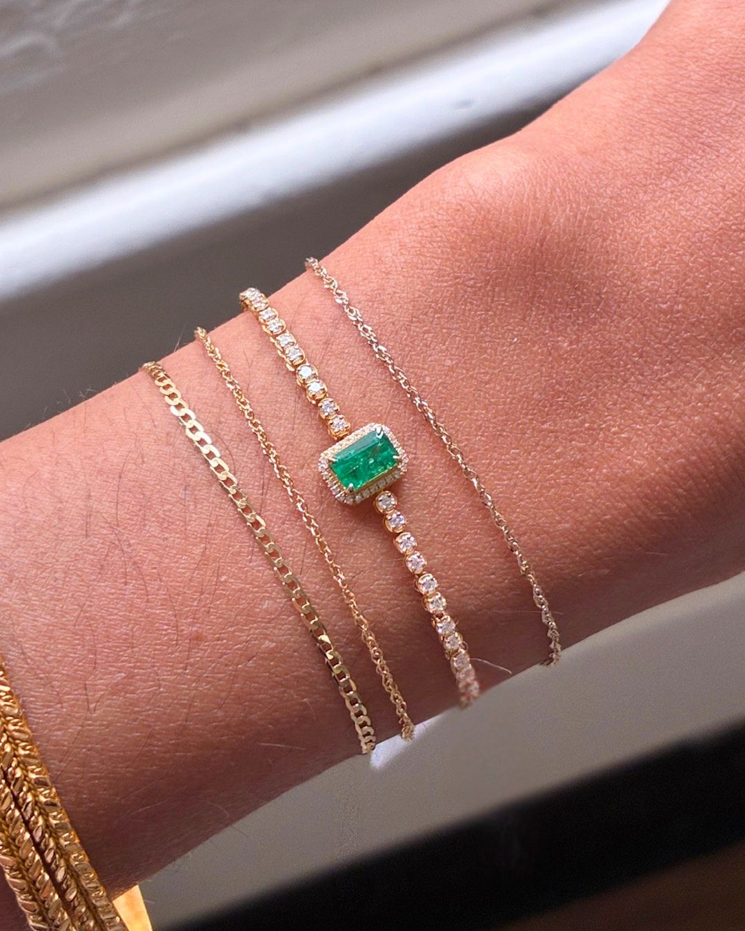 Emerald Halo Tennis Bracelet