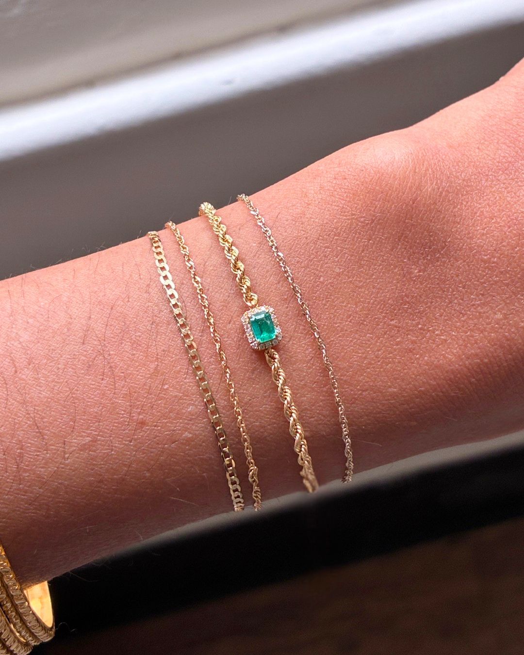 Gemstone Halo Rope Bracelet