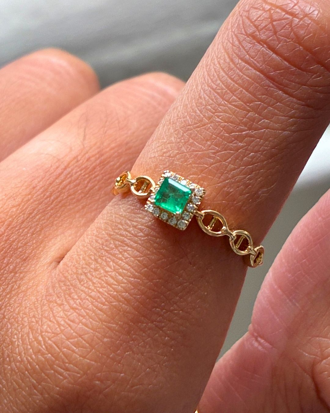 Emerald Halo Mariner Ring
