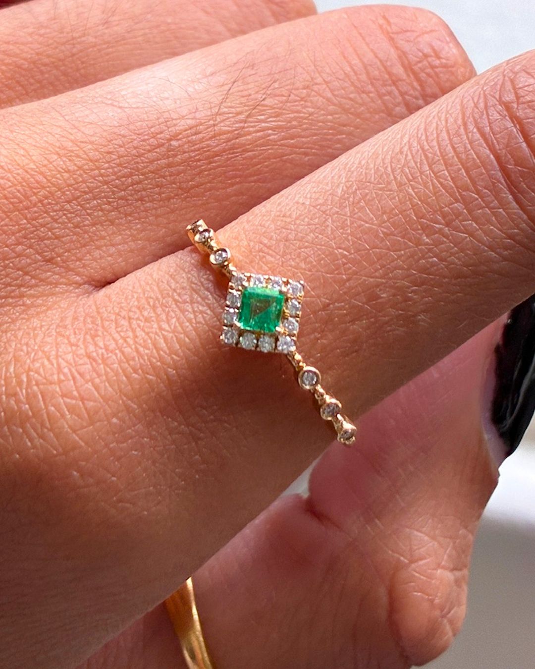 Emerald Halo Diamond Ring