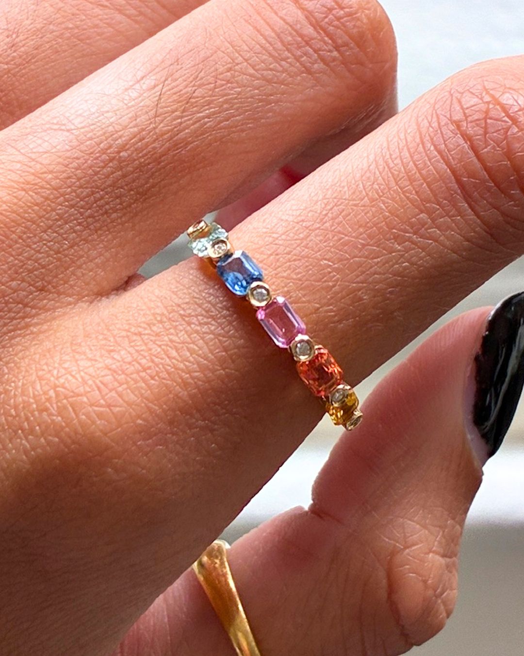 Sapphire Burst Ring
