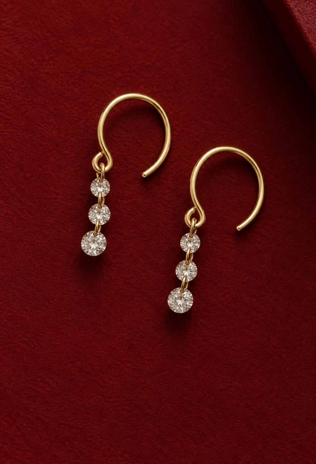 Drilled Diamond Drop Earring