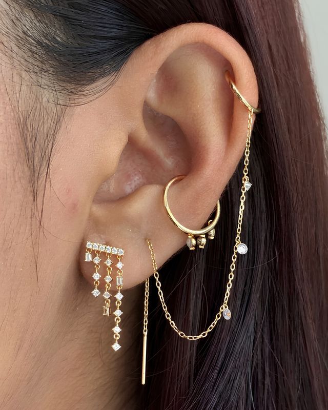Diamond Drop Ear Cuff