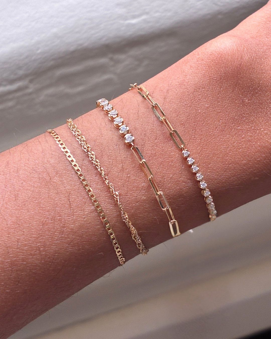 Diamond Paperclip Bracelet, Colour: D: 1ct/18KY: 2.1g
