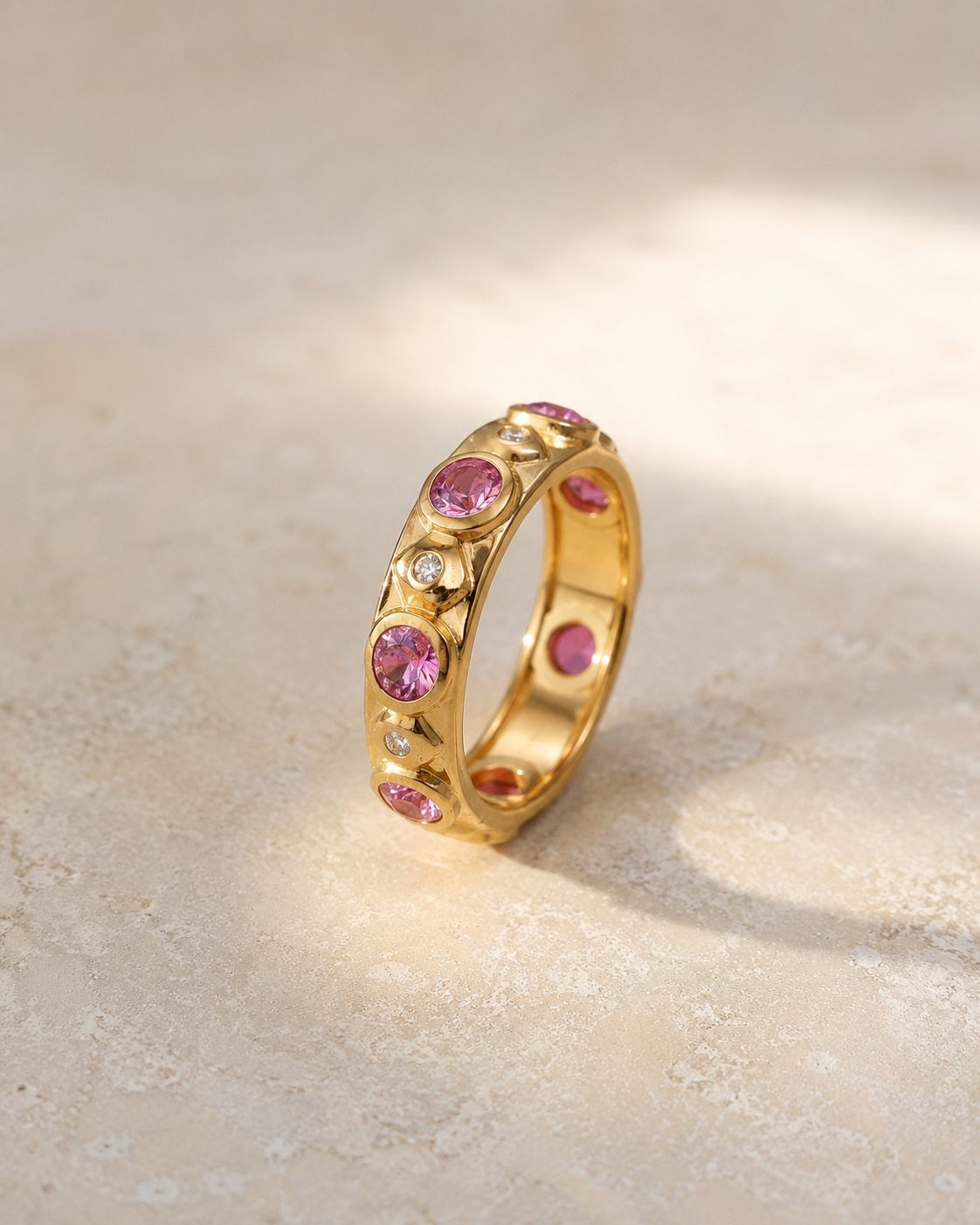 Pink Sapphire and Dia Band