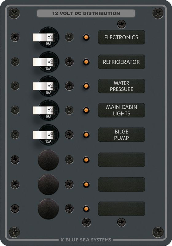 DC PANEL 8 X 15A 3 LOCATIONS MAX 100A @ 12/24VDC
