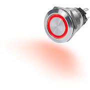 PUSH BUTTON 10A LED RING ROUGE
