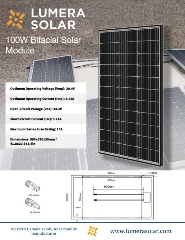 PANNEAU SOLAIRE 100 WATTS MONO BI-FACIAL (BLACK)