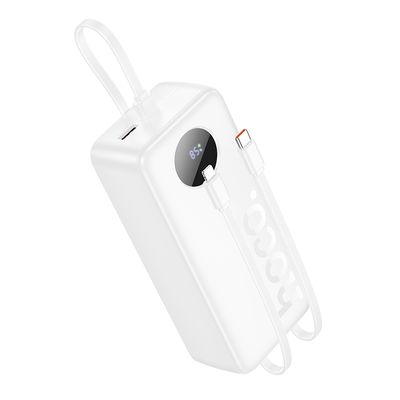 Hoco J132 Supercharge Powerbank met 3 geïntegreerde kabels - Wit - 30.000mAh