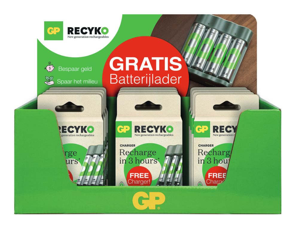 GP Display - incl 9x ReCyko AA Batterijen 2100mAh (4-pack) + 9x ReCyko AAA Batterijen 850mAh (4-pack)