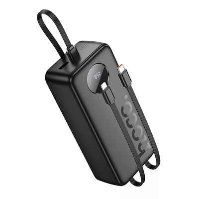 Hoco J132 Supercharge Powerbank met 3 geïntegreerde kabels - Zwart - 30.000mAh