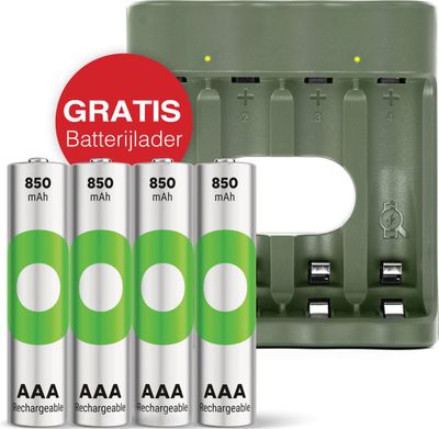 GP ReCyko+ Oplaadbare AAA Micro Batterijen 850mAh (4-pack) + Gratis lader
