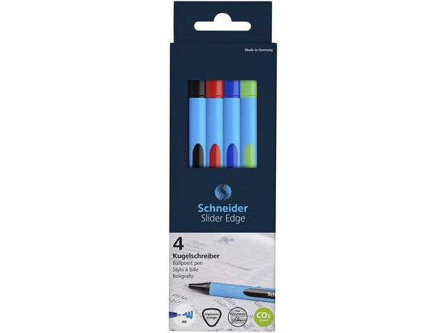 Balpen Schneider Slider Edge - Kartonetui 4 Stuks - Basic Kleur