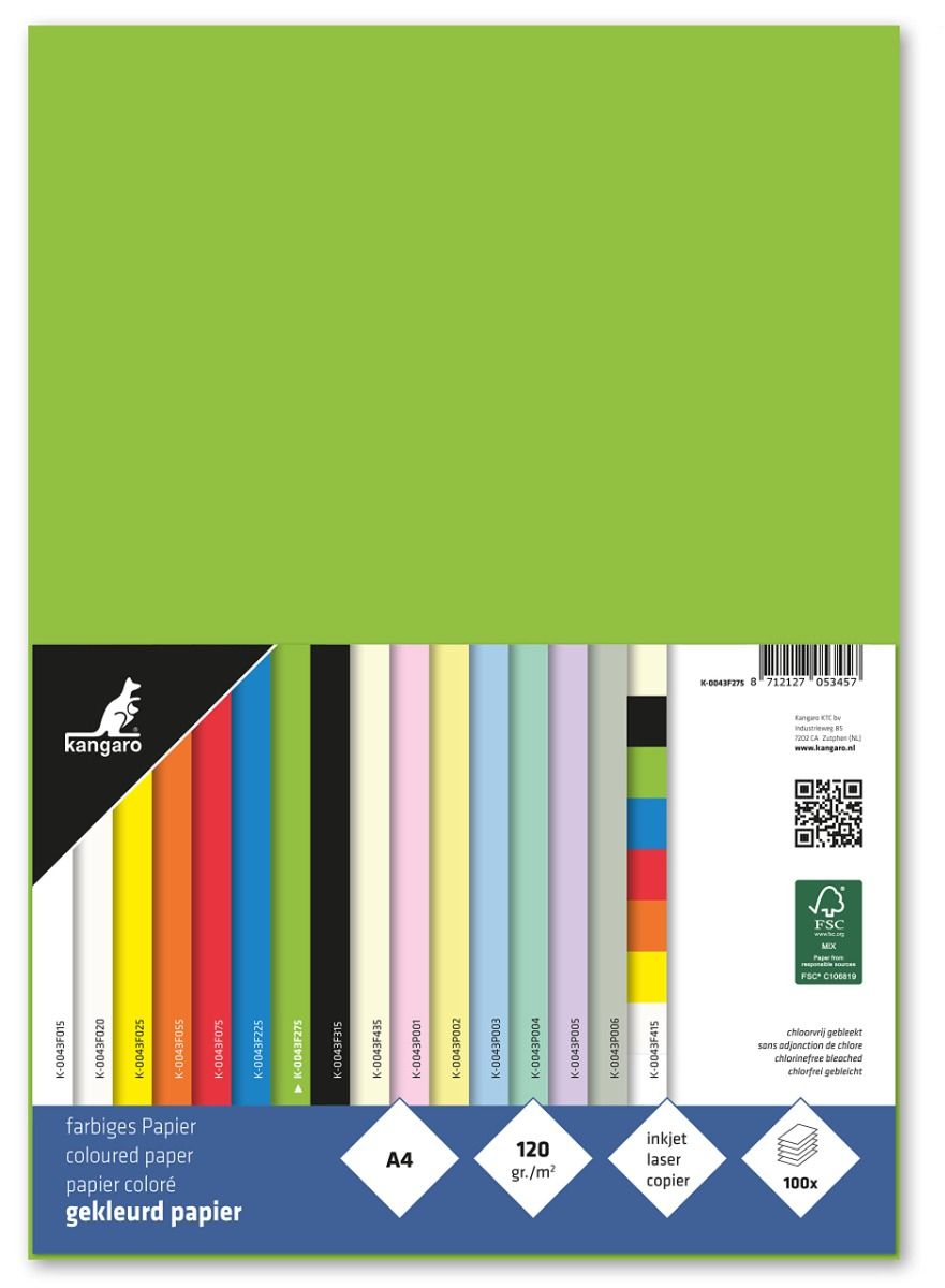 Papier Kangaro A4 120gr Groen Pak 100 Vel