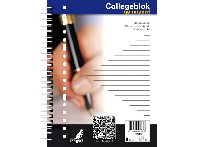 Collegeblok Kangaro A5 Lijn 17R 60 grs 80 Blad